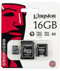 CARTÃO MICRO SD+USB 16GB CLASSE 4 KINGSTON 3X1 C/ 2 ADAPT MBLY4G2/16GB